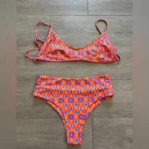 Kulani Kinis Flamenco Bikini Set | Size S | Minimal Top + High Waisted Cheeky